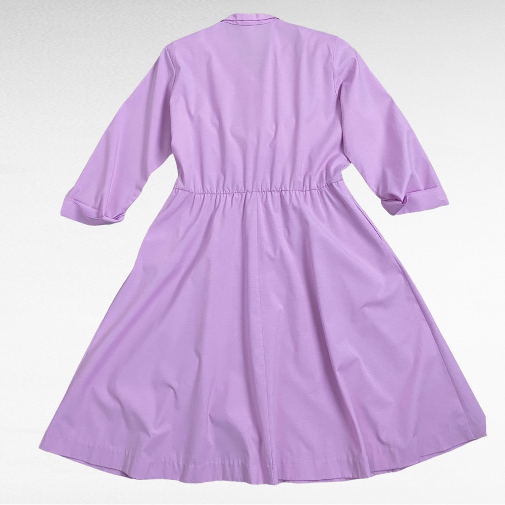 VINTAGE 80s Willi California Lavender Belted Retro Button Down Shirt Dress - Picture 8 of 10